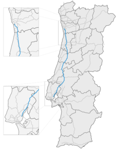 Mapa sieci dróg i autostrad w Portugalii