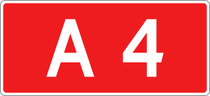 czerwono-biały znak oznaczenia drogi A4