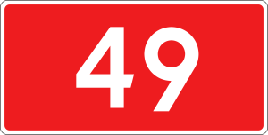 biało-czerwone oznaczenie drogi 49