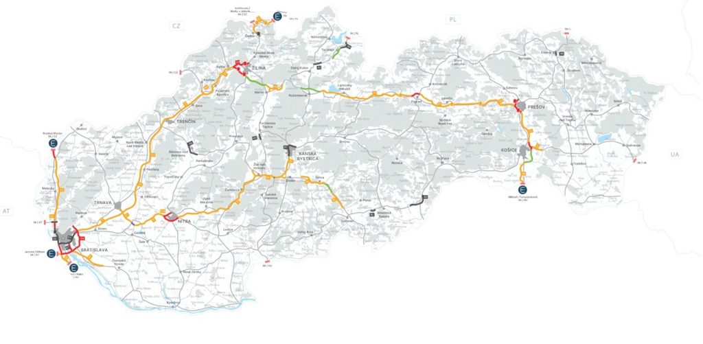mapa dróg na Słowacji