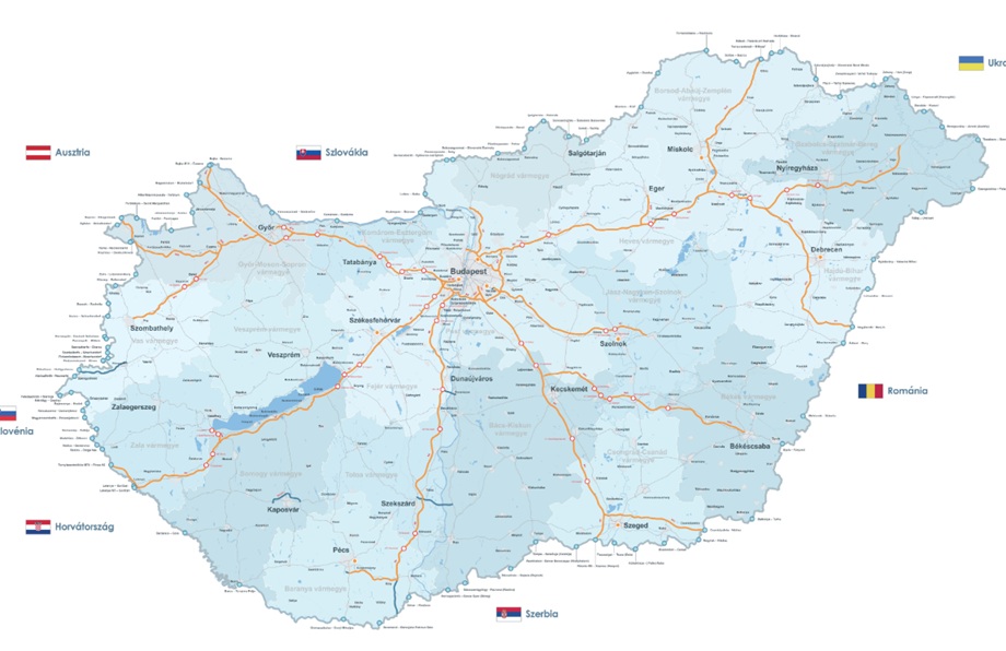 mapa dróg na Węgrzech