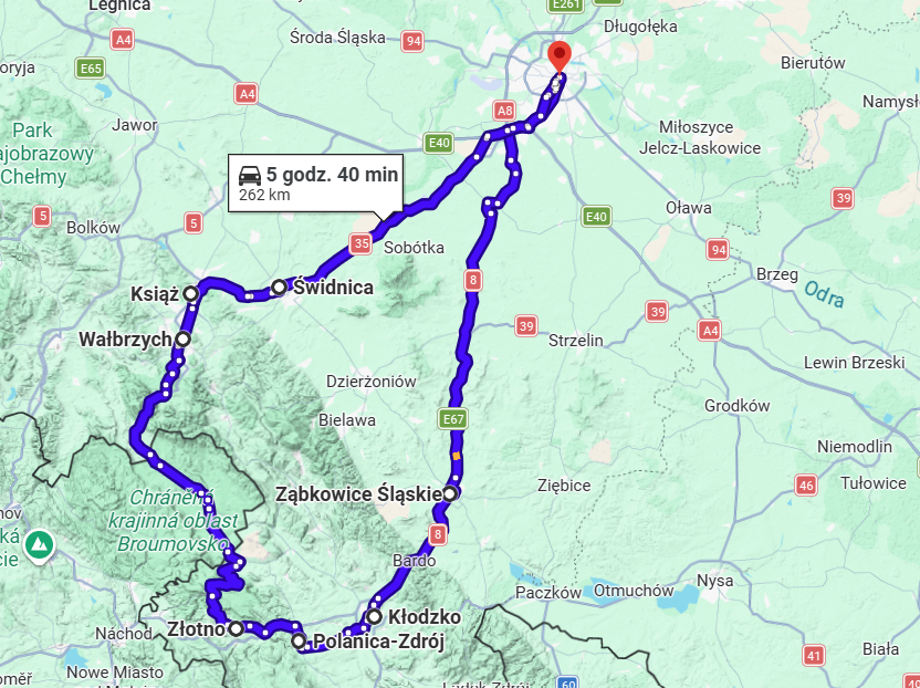 mapa drogi dolnośląskiej