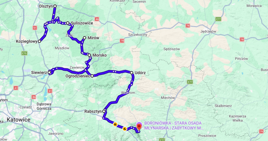 mapa szlaku orlich gniazd