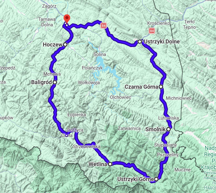 mapa wielkiej pętli bieszczadzkiej 