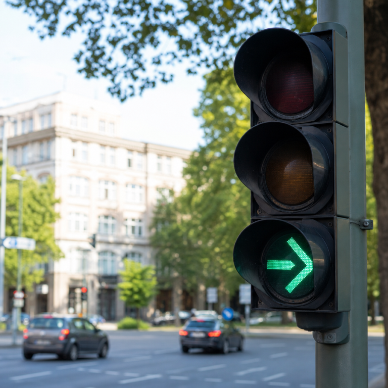 Zielona strzałka na światłach - co oznacza?